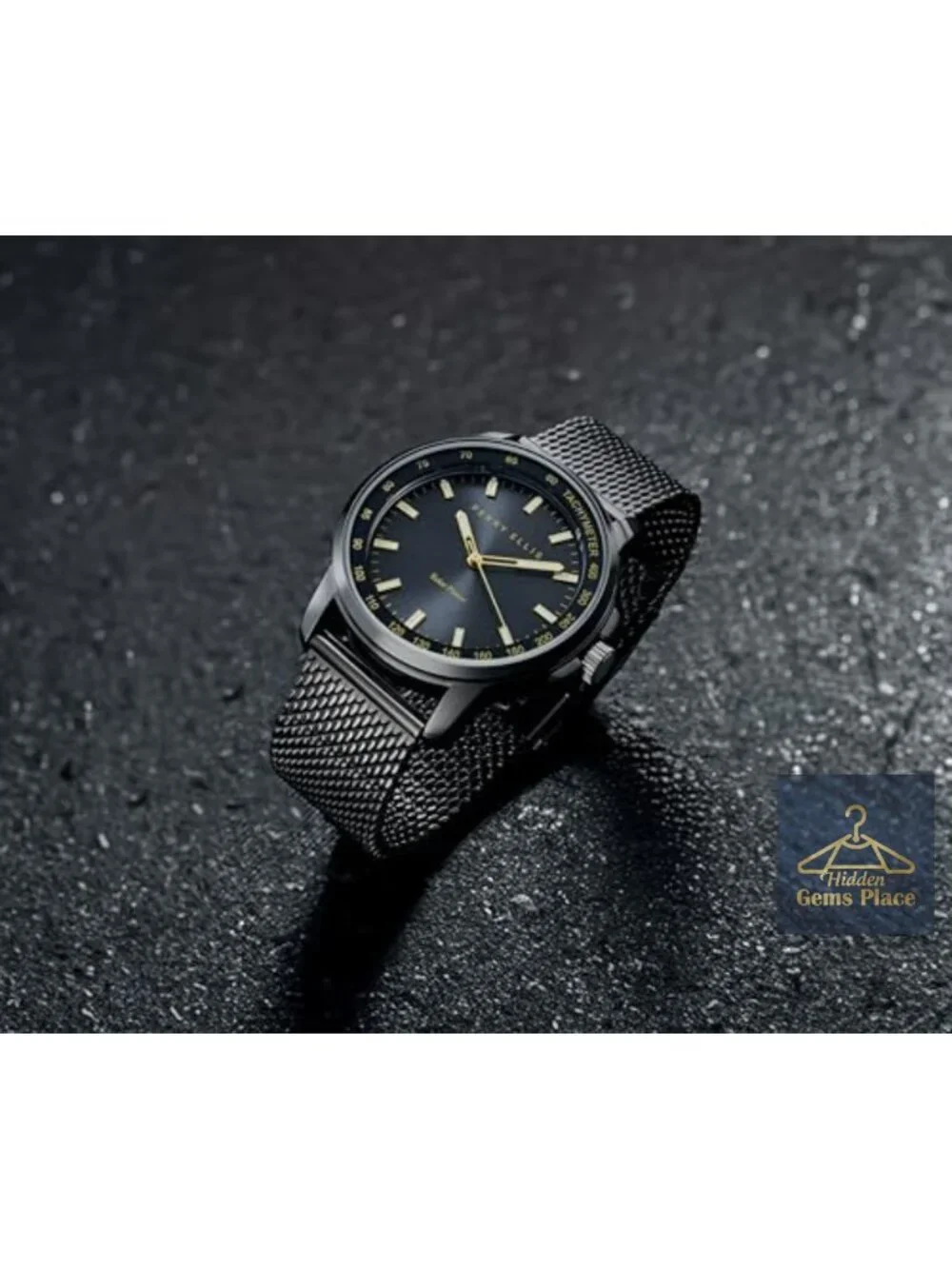 Men's Solar Powered Analog Watch, Steel Mesh Band, Water Resistant, 43mm,